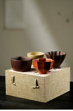 Purple clay tea cup gift set of four