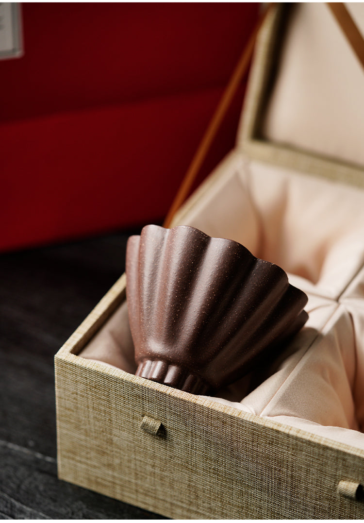 Purple clay tea cup gift set of four