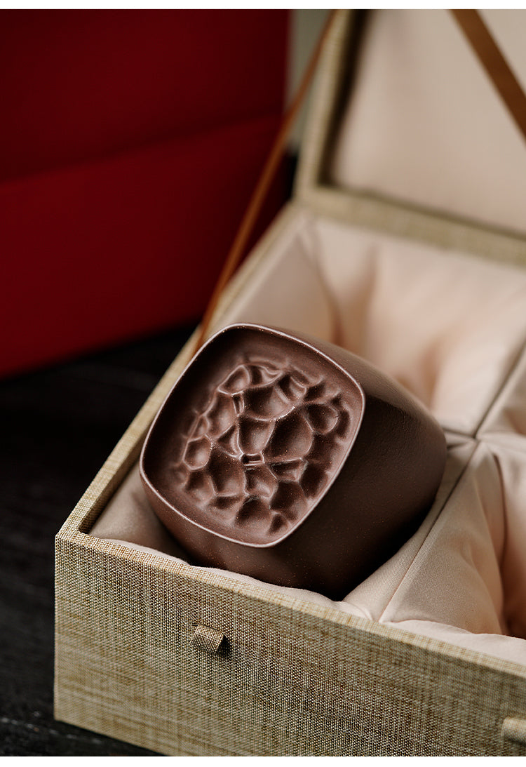 Purple clay tea cup gift set of four