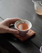 Purple Hand-painted Flower Mouth Tea Cup