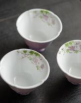 Purple Hand-painted Flower Mouth Tea Cup