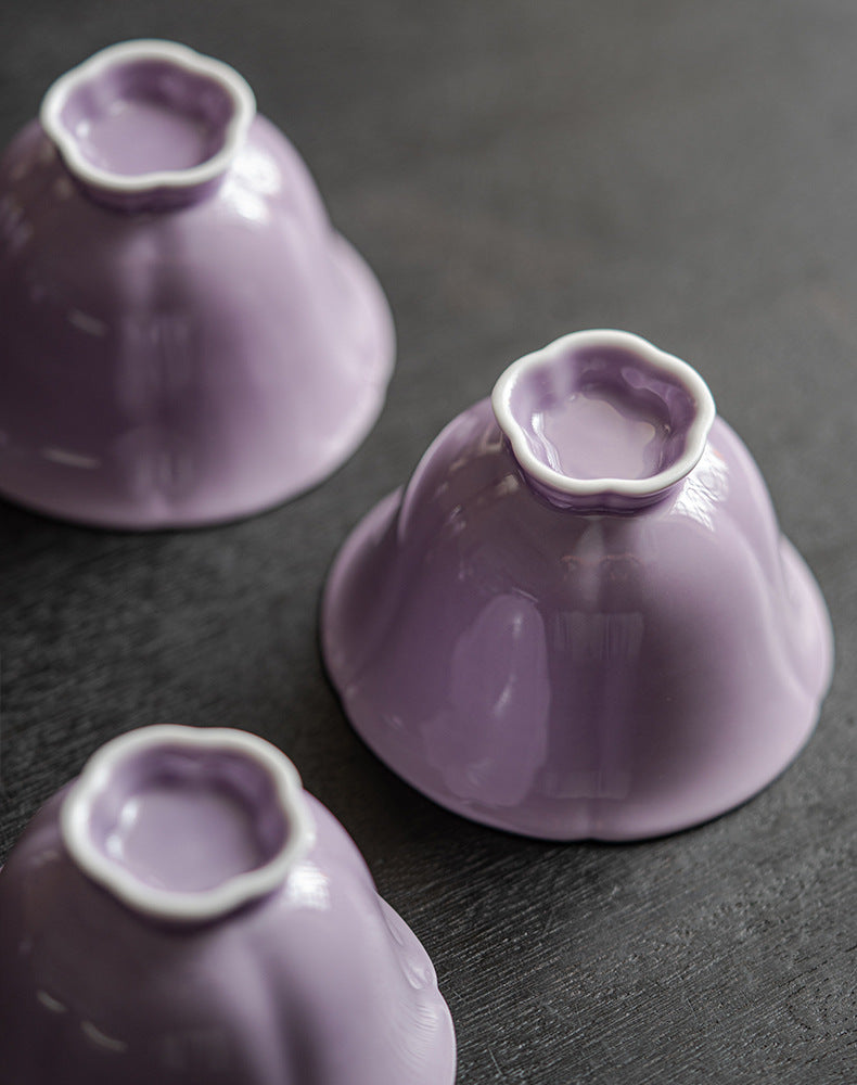 Purple Hand-painted Flower Mouth Tea Cup