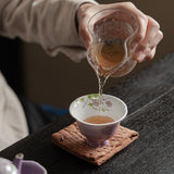 Purple Hand-painted Flower Mouth Tea Cup