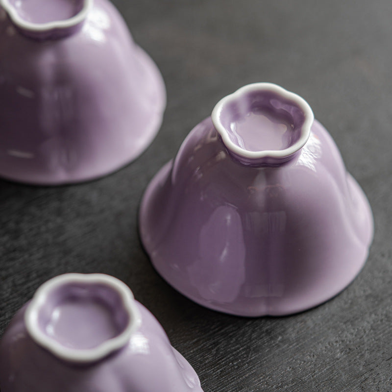 Purple Hand-painted Flower Mouth Tea Cup