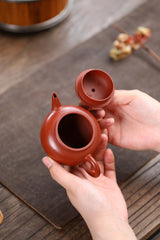 Horizontal miniature original mine wrinkled skin vermilion clay light vein Yixing zisha pots