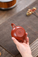 Horizontal miniature original mine wrinkled skin vermilion clay light vein Yixing zisha pots