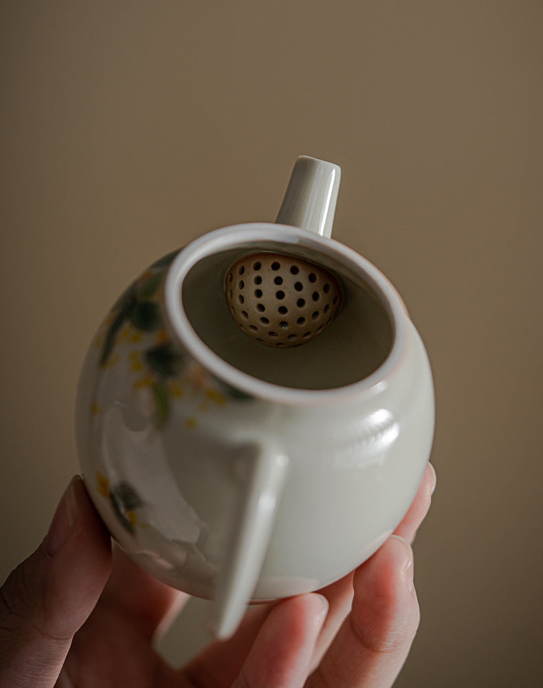 Hand-painted Cinnamon Small Wen Pot Underglaze Ceramic Teapot