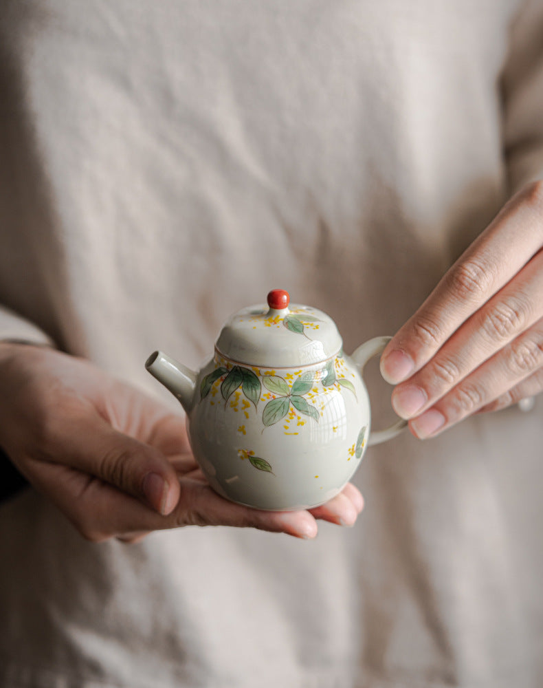 Hand-painted Cinnamon Small Wen Pot Underglaze Ceramic Teapot