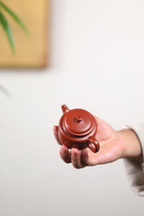 De Zhong Mengchen small original mine wrinkled skin vermilion clay small Yixing zisha pots