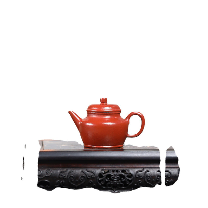 Small De Zhong crinkle-skinned vermilion clay Guangsu Mengchen-marked Yixing zisha pot