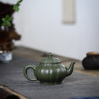Tendril Laughing Sakura Yixing Zisha Pot handmade by artisans in original green clay