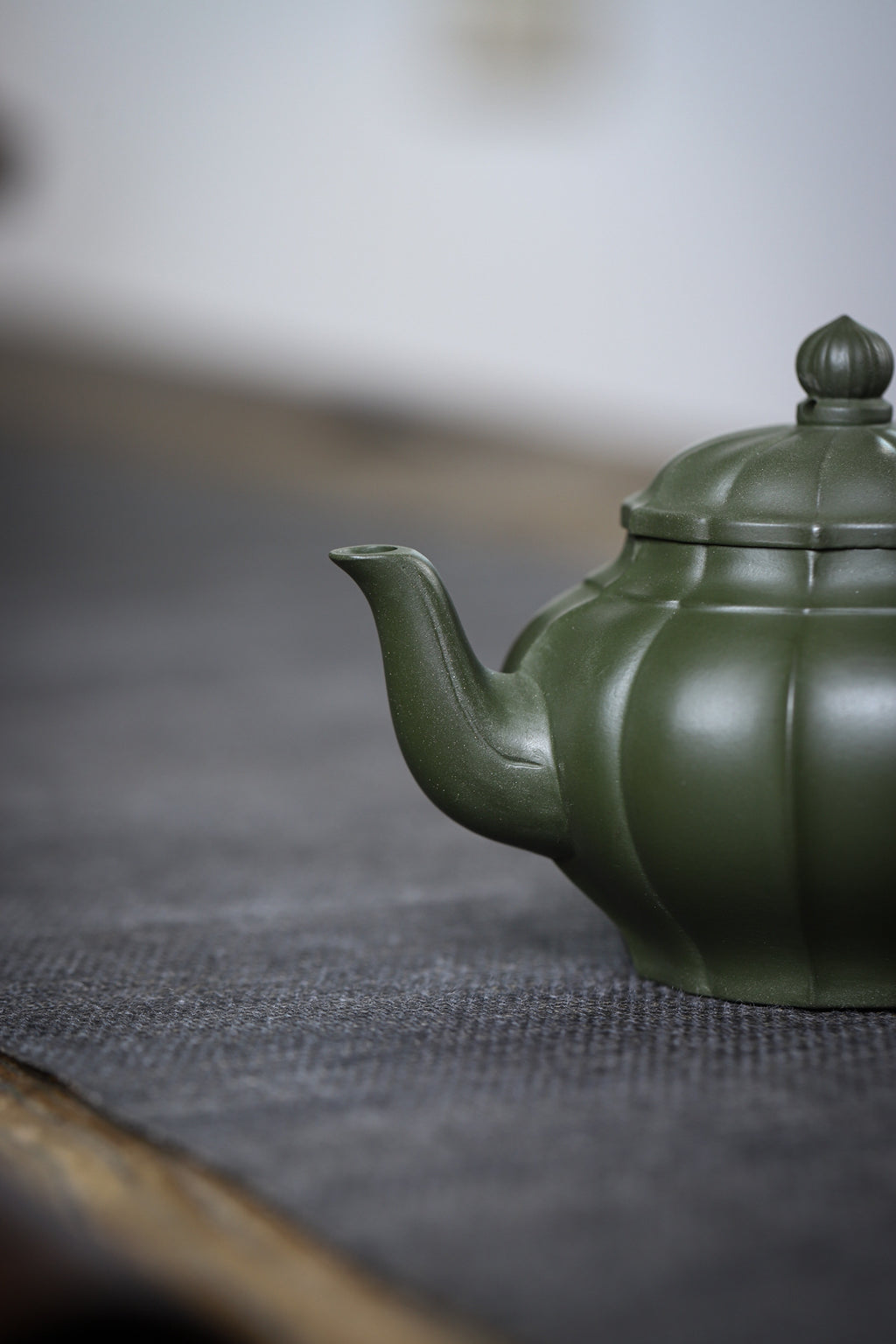 Tendril Laughing Sakura Yixing Zisha Pot handmade by artisans in original green clay