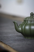 Tendril Laughing Sakura Yixing Zisha Pot handmade by artisans in original green clay