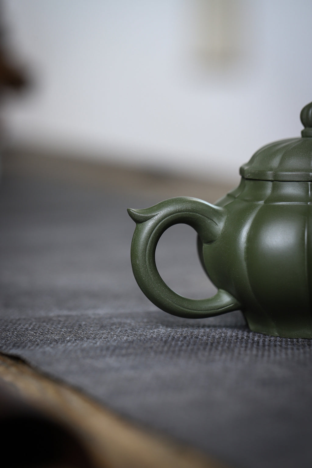 Tendril Laughing Sakura Yixing Zisha Pot handmade by artisans in original green clay