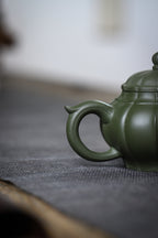 Tendril Laughing Sakura Yixing Zisha Pot handmade by artisans in original green clay