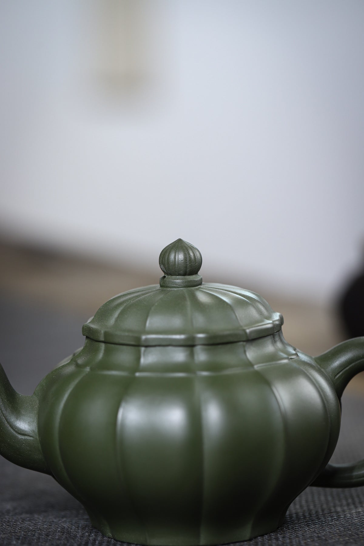 Tendril Laughing Sakura Yixing Zisha Pot handmade by artisans in original green clay