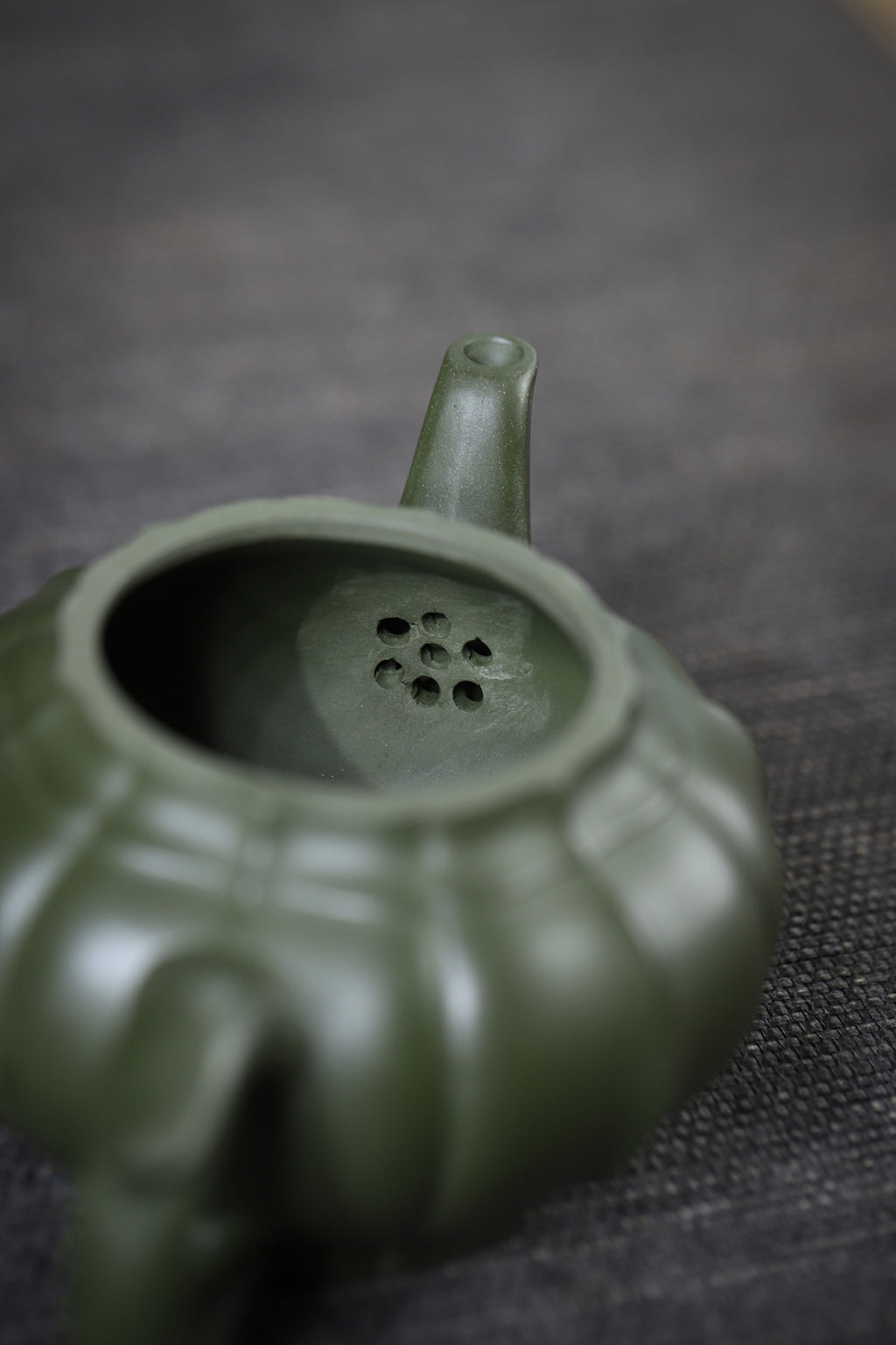 Tendril Laughing Sakura Yixing Zisha Pot handmade by artisans in original green clay