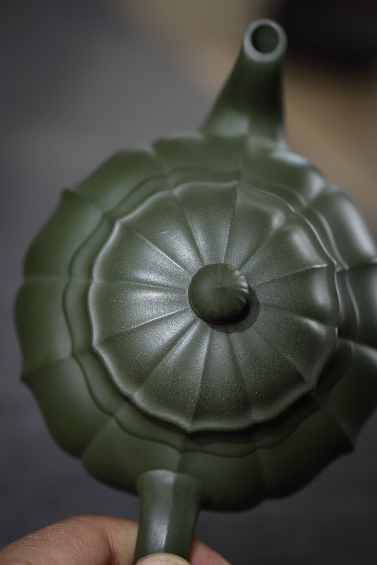 Tendril Laughing Sakura Yixing Zisha Pot handmade by artisans in original green clay