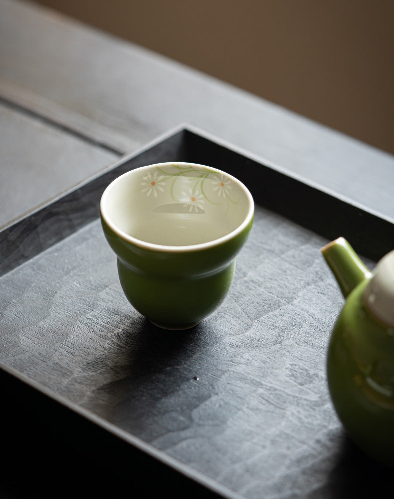 Hand-painted Small White Chrysanthemum Gourd Tea Cup