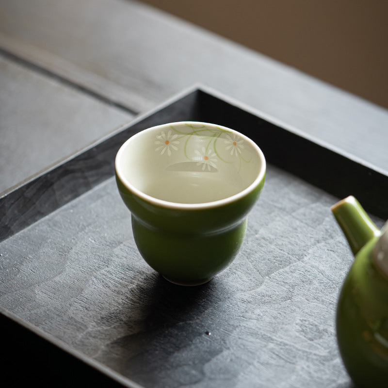 Hand-painted Small White Chrysanthemum Gourd Tea Cup