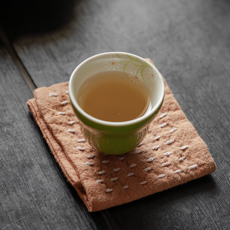 Hand-painted Small White Chrysanthemum Gourd Tea Cup