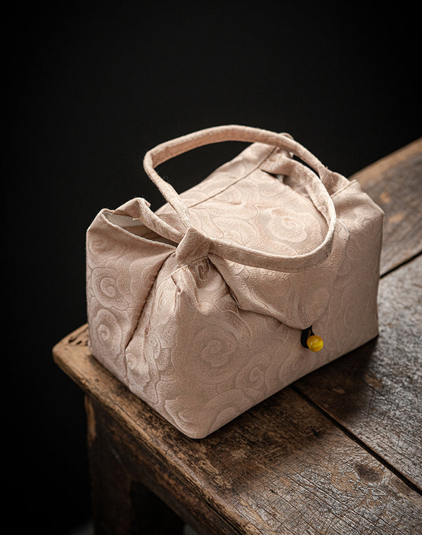 Tea ceremony bag tea set storage bag cotton linen cloth bag thickened sandwich cotton handbag