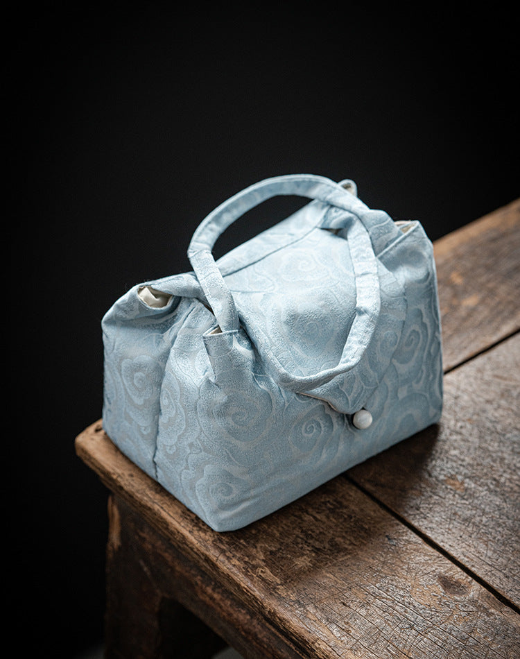 Tea ceremony bag tea set storage bag cotton linen cloth bag thickened sandwich cotton handbag