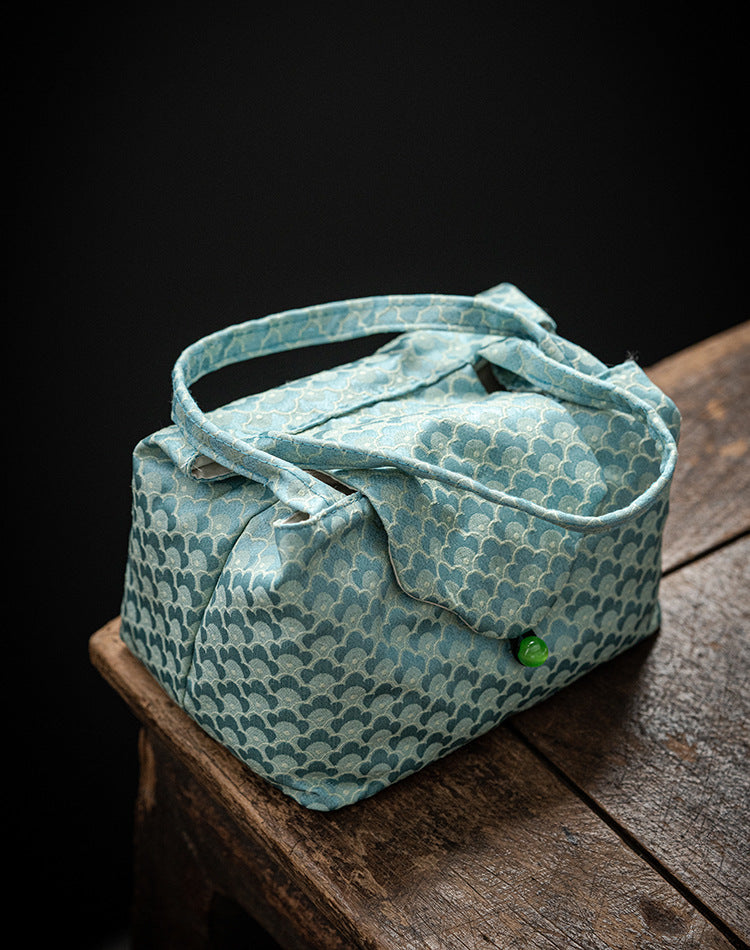 Tea ceremony bag tea set storage bag cotton linen cloth bag thickened sandwich cotton handbag