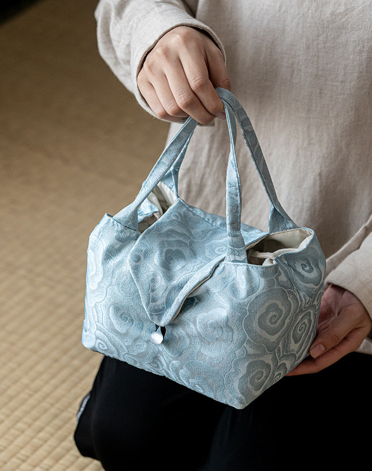 Tea ceremony bag tea set storage bag cotton linen cloth bag thickened sandwich cotton handbag