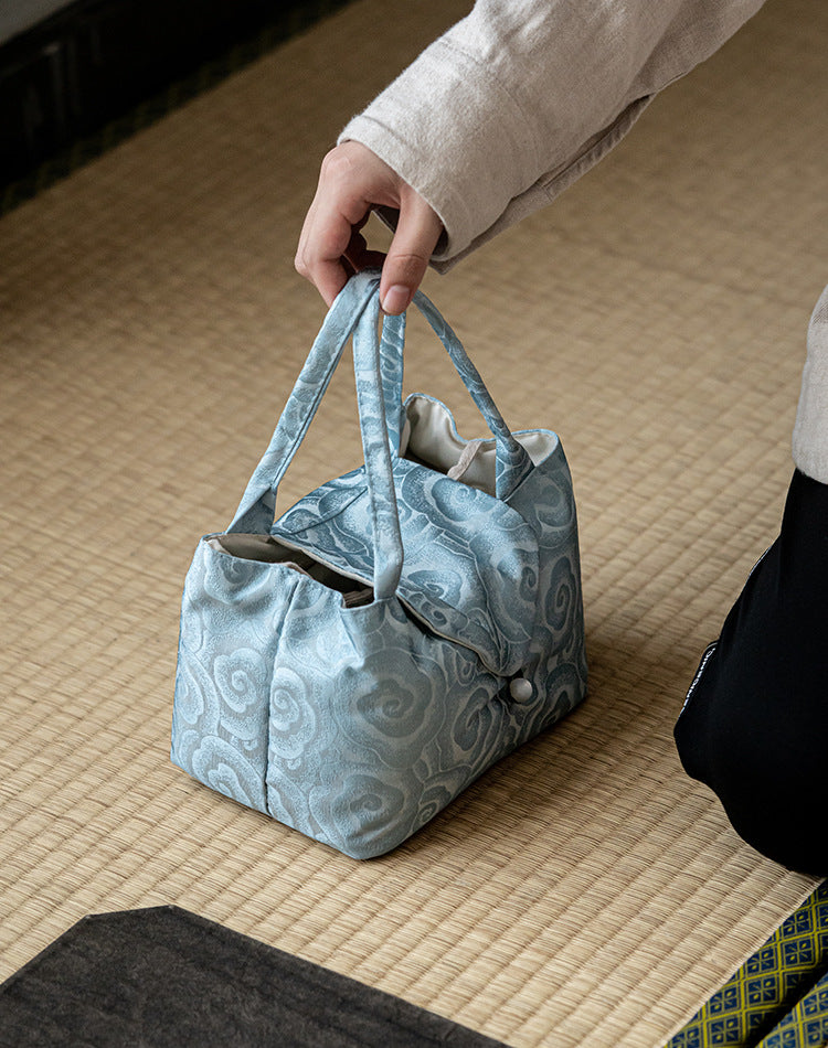 Tea ceremony bag tea set storage bag cotton linen cloth bag thickened sandwich cotton handbag