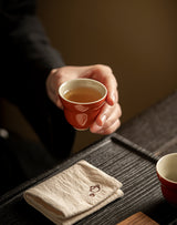 Alum red glaze ceramic teacups for home use