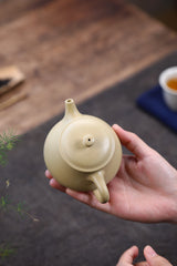 Wide-mouthed stone ladle Yixing purple sand pot with green clay