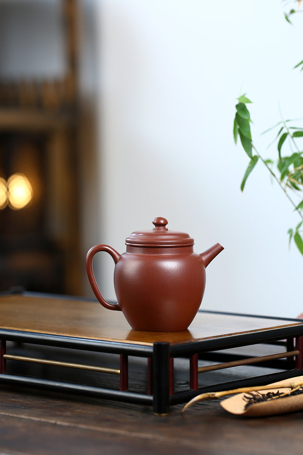 Palace lantern foot-slotted Qing dynasty small-form zisha pot with small capacity