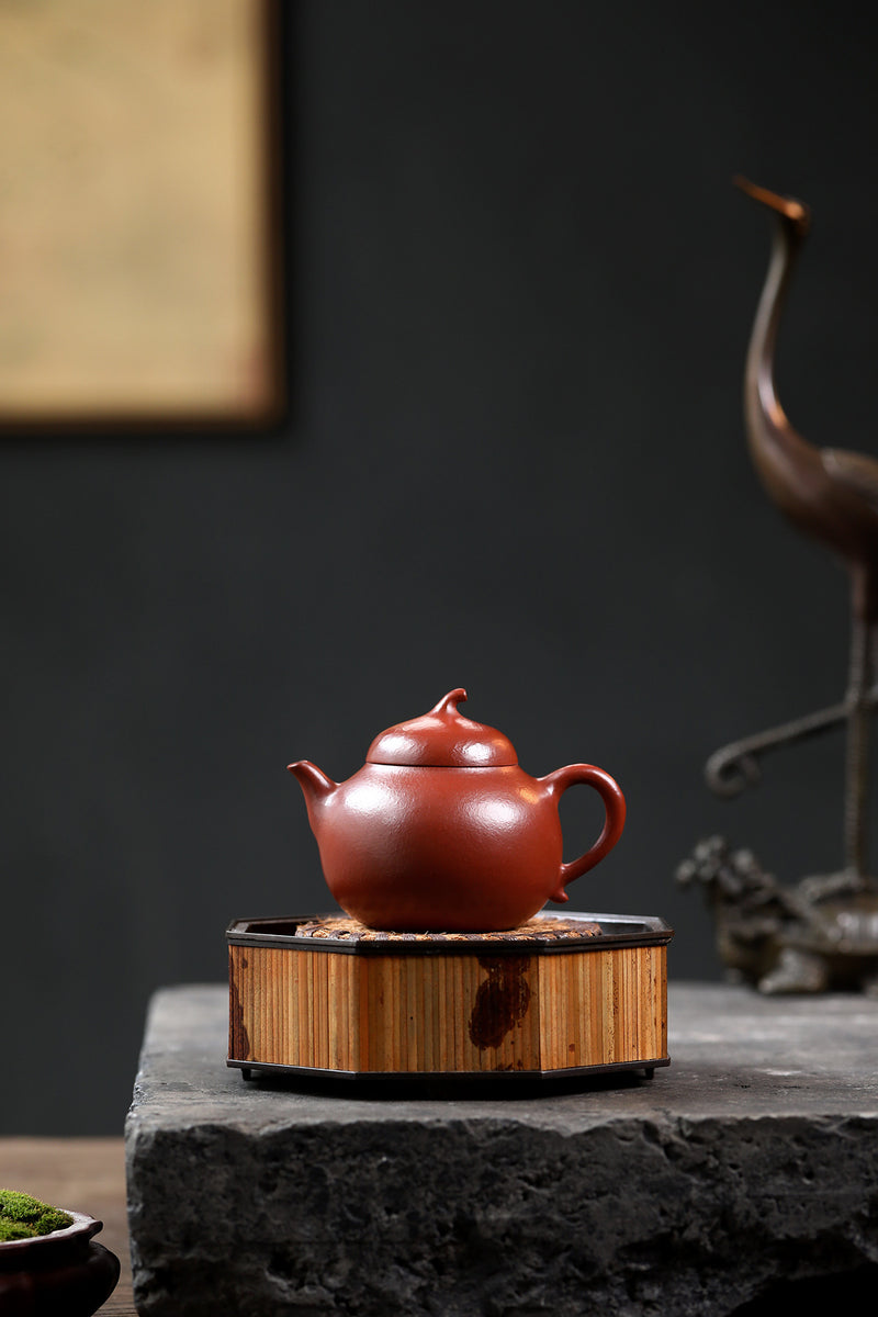 Aubergine melon original mine wrinkled skin vermilion clay traditional light vein teapot yixing zisha kettle