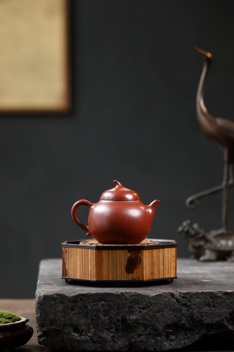 Aubergine melon original mine wrinkled skin vermilion clay traditional light vein teapot yixing zisha kettle