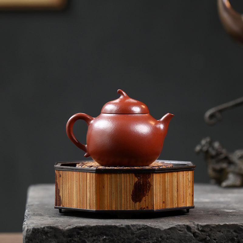 Aubergine melon original mine wrinkled skin vermilion clay traditional light vein teapot yixing zisha kettle