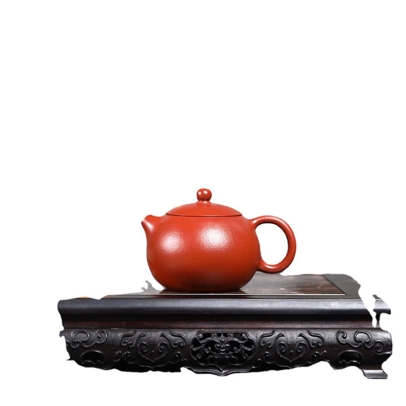 A small Xixi wrinkled skin vermilion clay Guangsu Mengchen-marked Yixing zisha pot