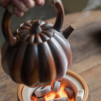 Stove tea kettle tea kettle pumpkin kettle side handle kettle can be charcoal burning open fire kettle indoor household retro tie rope teapot