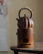 Stove tea kettle tea kettle pumpkin kettle side handle kettle can be charcoal burning open fire kettle indoor household retro tie rope teapot