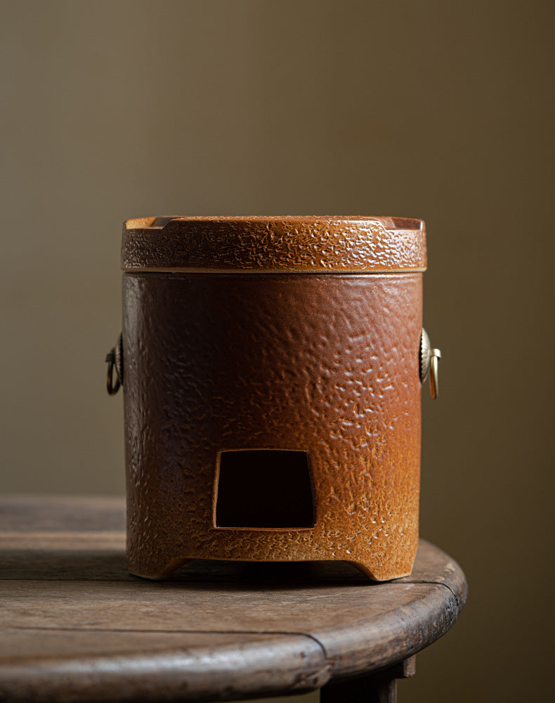 Stove tea kettle tea kettle pumpkin kettle side handle kettle can be charcoal burning open fire kettle indoor household retro tie rope teapot