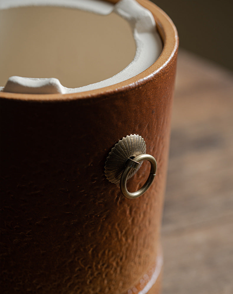 Stove tea kettle tea kettle pumpkin kettle side handle kettle can be charcoal burning open fire kettle indoor household retro tie rope teapot