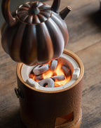 Stove tea kettle tea kettle pumpkin kettle side handle kettle can be charcoal burning open fire kettle indoor household retro tie rope teapot