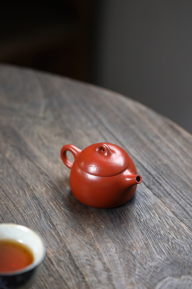 Qin Quan Mengchen Small Wrinkled Skin Vermilion Clay Light Vegetable Teapot Vegetable Yixing Zisha Pot