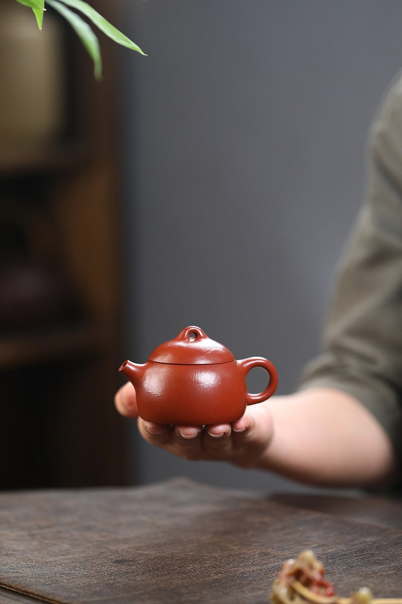 Qin Quan Mengchen Small Wrinkled Skin Vermilion Clay Light Vegetable Teapot Vegetable Yixing Zisha Pot