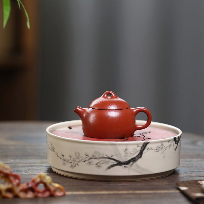 Qin Quan Mengchen Small Wrinkled Skin Vermilion Clay Light Vegetable Teapot Vegetable Yixing Zisha Pot