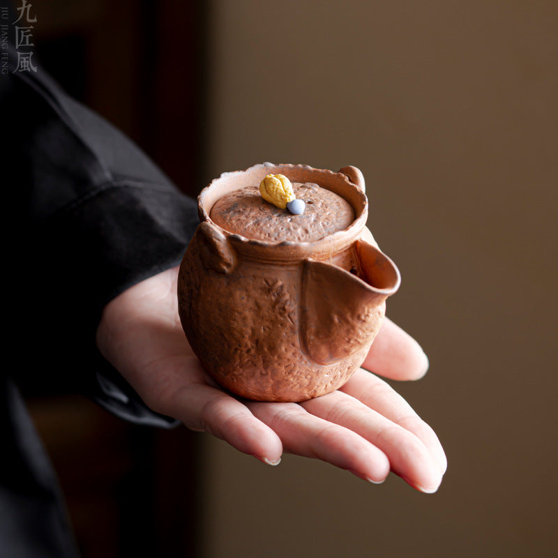 Pure Handmade Rough Pottery Teapot Old Rock Clay Buddha's Hand Hand Grip Pot