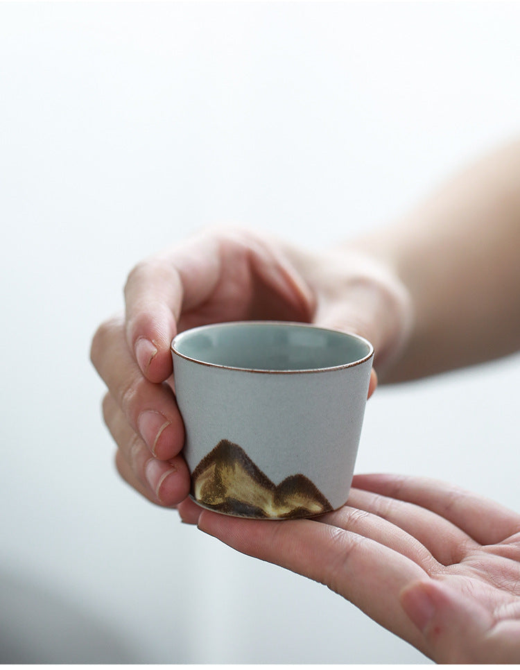 Hand-painted Zen teacup Handmade retro Chinese stoneware master cup