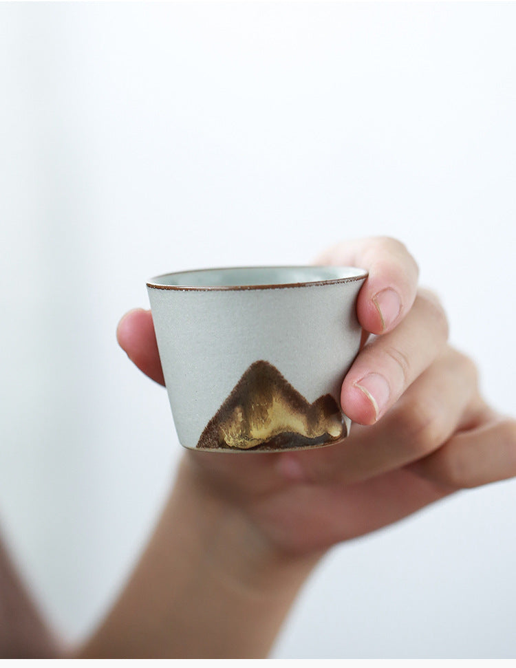 Hand-painted Zen teacup Handmade retro Chinese stoneware master cup