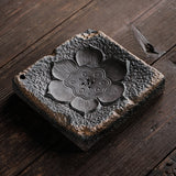 Lotus incense pot bearing Zen handmade tea table retro crude pottery wood burning gilt kung fu tea set water storage dry bubble plate pot holder