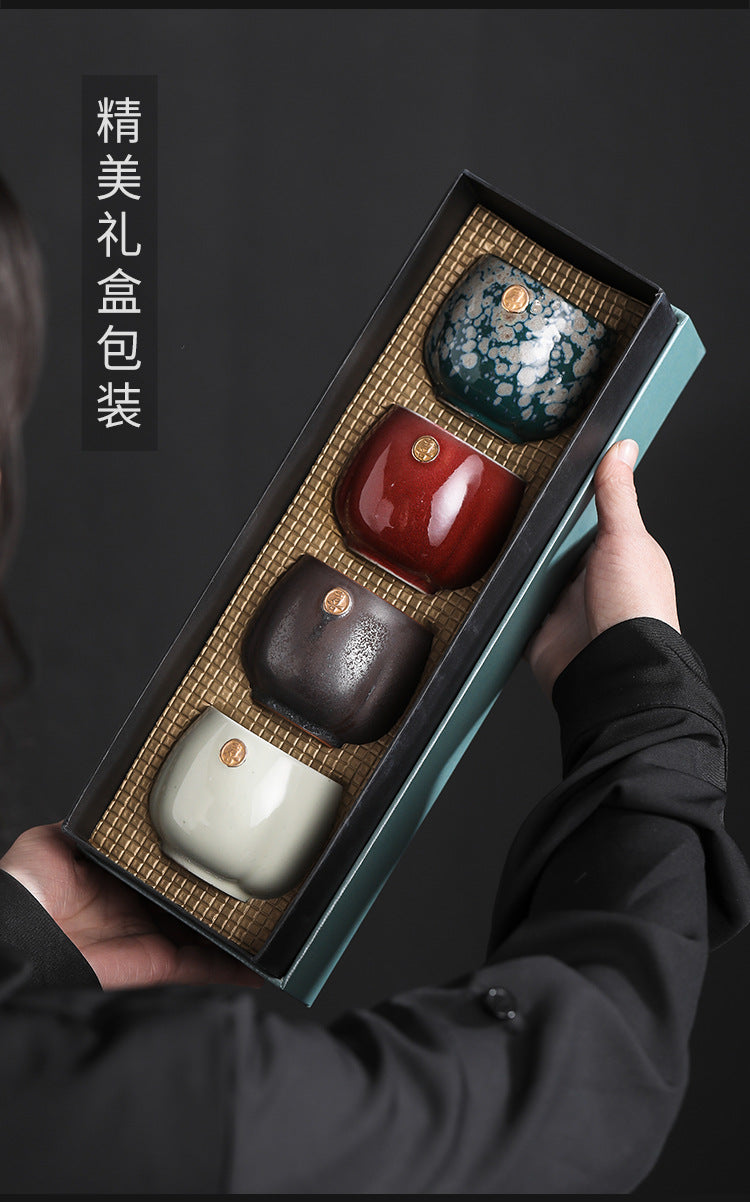 Japanese Kiln Transformed Tea Cup 4 Cups Gift Set